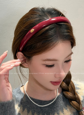 复古红色细边发箍女高颅顶发卡日