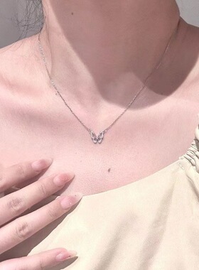 爆闪小方糖锆石吊坠项链女款素链