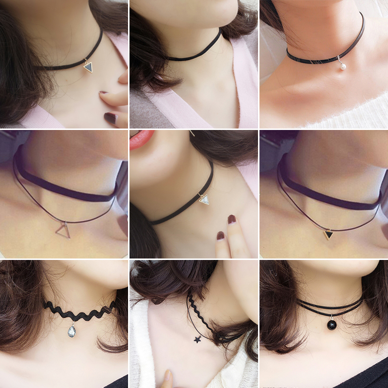 锁骨链脖子饰品颈带项圈女脖颈简约黑色颈链毛衣链短款项链 choker 锁骨链脖子饰品颈带项圈女脖颈简约黑色颈链毛衣链短款项链 choker
