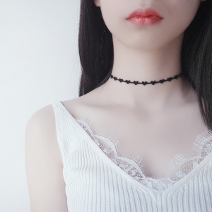 爱心choker黑色蕾丝项圈
