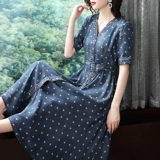 isaly Летняя длинная длинная юбка, джинсовый ретро приталенный корсет, платье, V-образный вырез, оверсайз