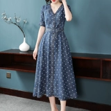 isaly Летняя длинная длинная юбка, джинсовый ретро приталенный корсет, платье, V-образный вырез, оверсайз