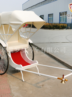 白色人力黄包车老上海复古黄包车酒店摆件展览工艺品摄影道具新品