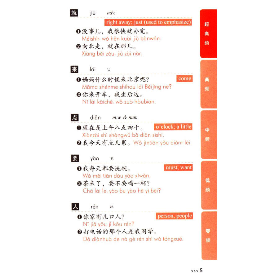 HSK分频词汇1-3级(汉英 拼音注释) Frequency-Based HSK Vocabulary HSK汉语水平考试大纲词汇 词汇突破单词书 对外汉语分级词汇 - 图3