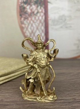 黄铜韦陀铜像韦陀菩萨家居摆件家宅护宅韦陀伽蓝护法佛像关公