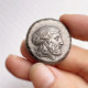 High weight thickened ancient Greek Zeus brass silver plated coin