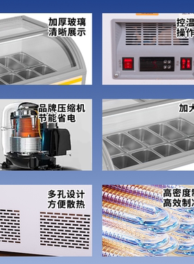 厚切炒酸奶展示柜商用冰激凌雪糕手工冰棒冰箱冰淇淋柜除雾冷冻柜