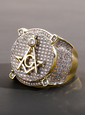 欧美复古AG共济会权利眼戒指