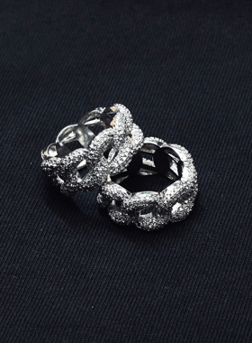 美式满钻镀金古巴戒指