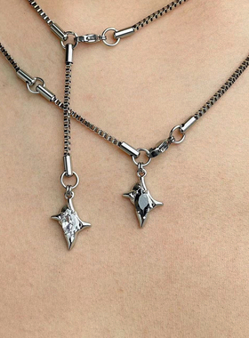 美式双子星钛钢锆石项链