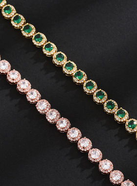 美式镀金绿宝石网球手链