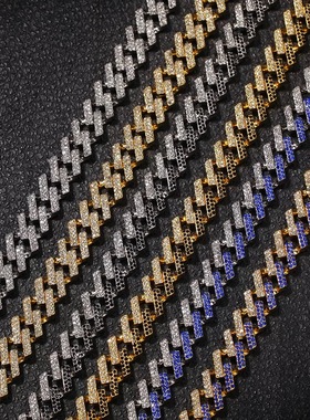 美式菱形满钻古巴项链