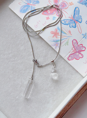 白水晶珠葫芦可调节钛钢项链日常疗愈送闺蜜