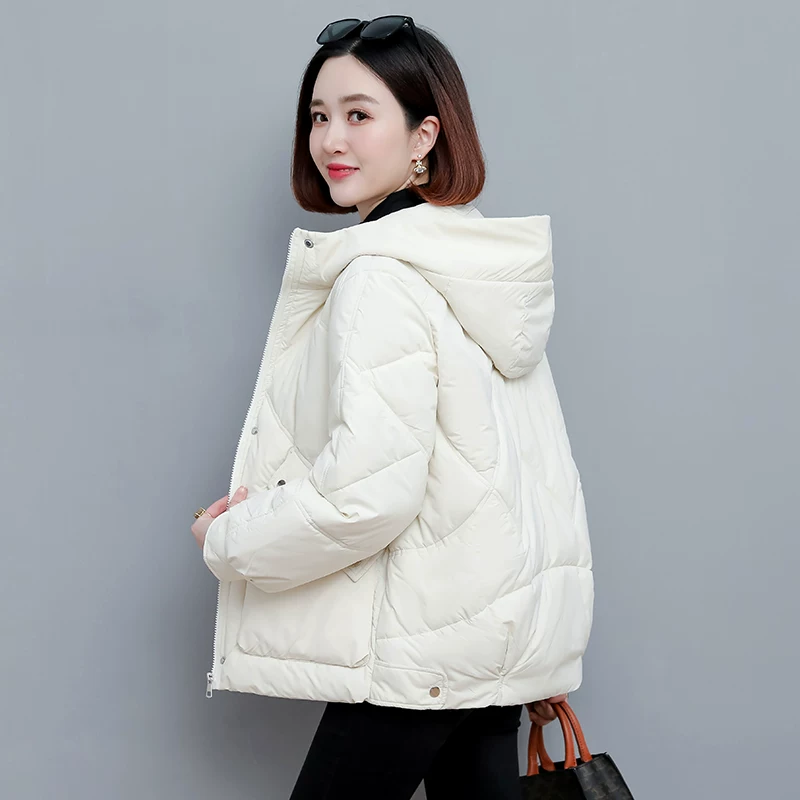 Winter keep warm capacious down jacket with down with hood, Korean style, plus size