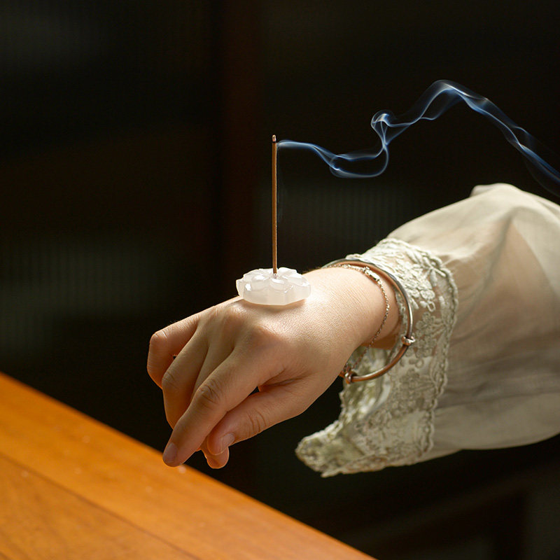 中式禅意香插白玉莲花迷你线香插创意精致香插座香插盘香灰盘香炉,淘宝优惠券,粉丝福利购,淘宝优惠卷