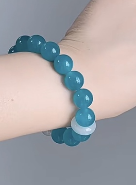 天然冰种天河石手链亚马逊石蓝绿色水晶单圈气质女礼物收藏级饰品