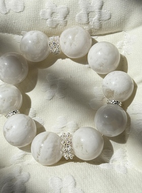 天然大颗粒雪花白幽灵单圈手串原创设计异相水晶手链转运稳定情绪