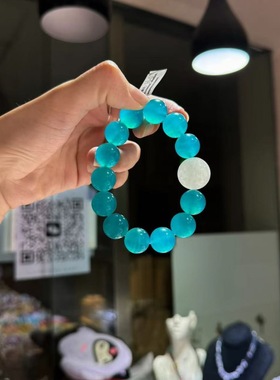 天然天河石手链女男蓝绿色水晶玛瑙玉髓散珠子老矿料送女友闺蜜