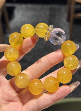天然拉丝黄萤石水晶手链女款单圈时尚百搭饰品礼物送女友闺蜜手链