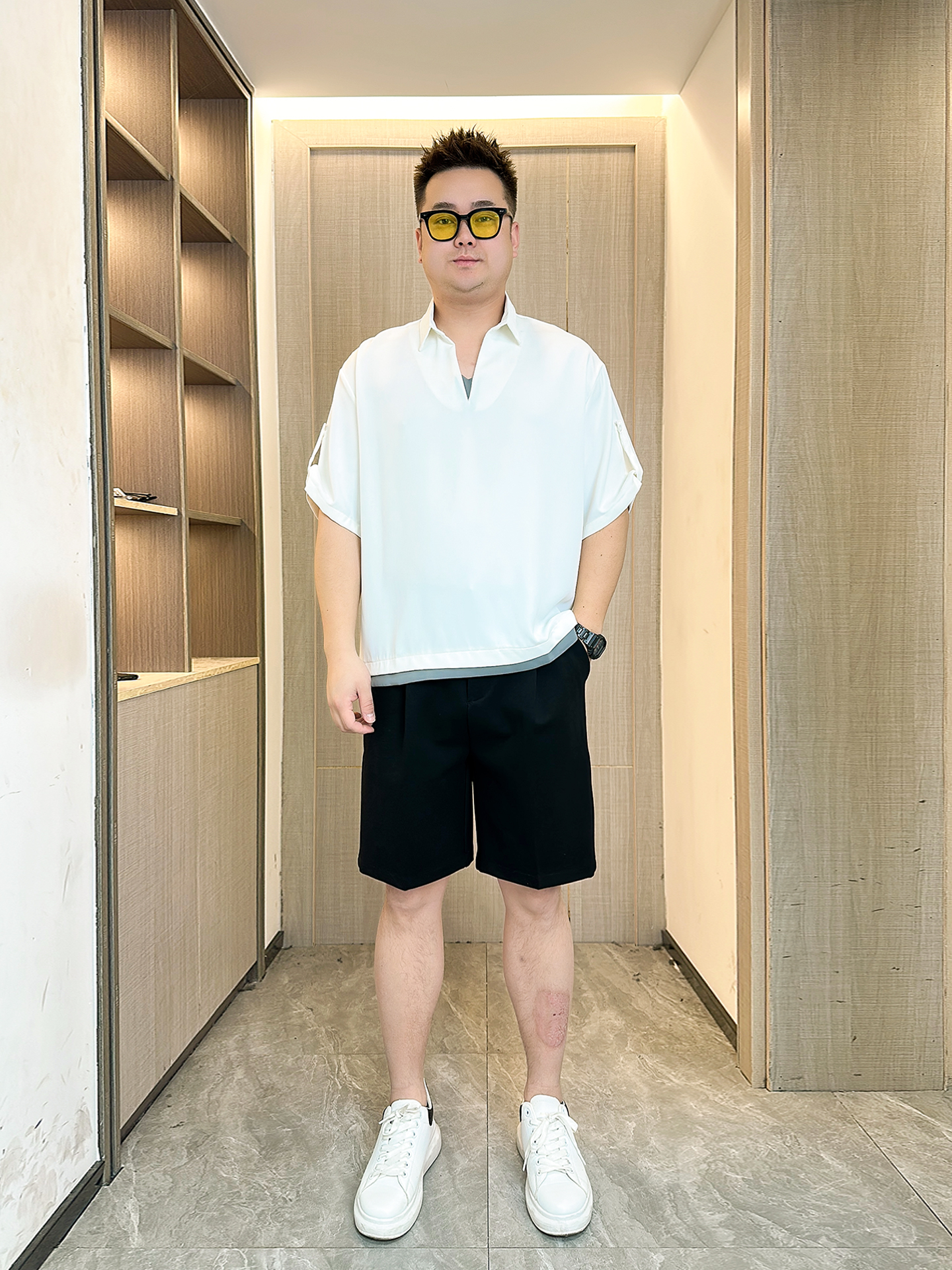 夏季微胖男生显瘦穿搭短袖T恤宽松大码胖子假两件半袖体恤ins潮牌 - 图3