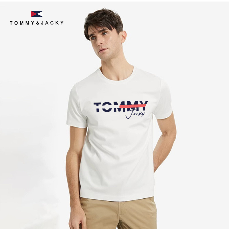 TOMMY&‍JACKY夏季新款夏季情侣款T恤纯棉男女圆领半袖打底衫 - 图3