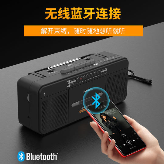 Panda 6518 Bluetooth-Recorder, U-Disk-Transkriptions-Tonbandgerät, tragbarer Aufnahme-Desktop-Kassettenradio-Player