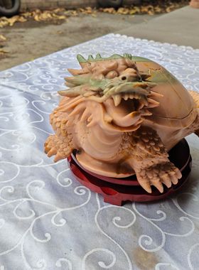 中国苴却石雕龙龟摆件生日贺寿祝福长寿礼品公司商铺开业吉祥