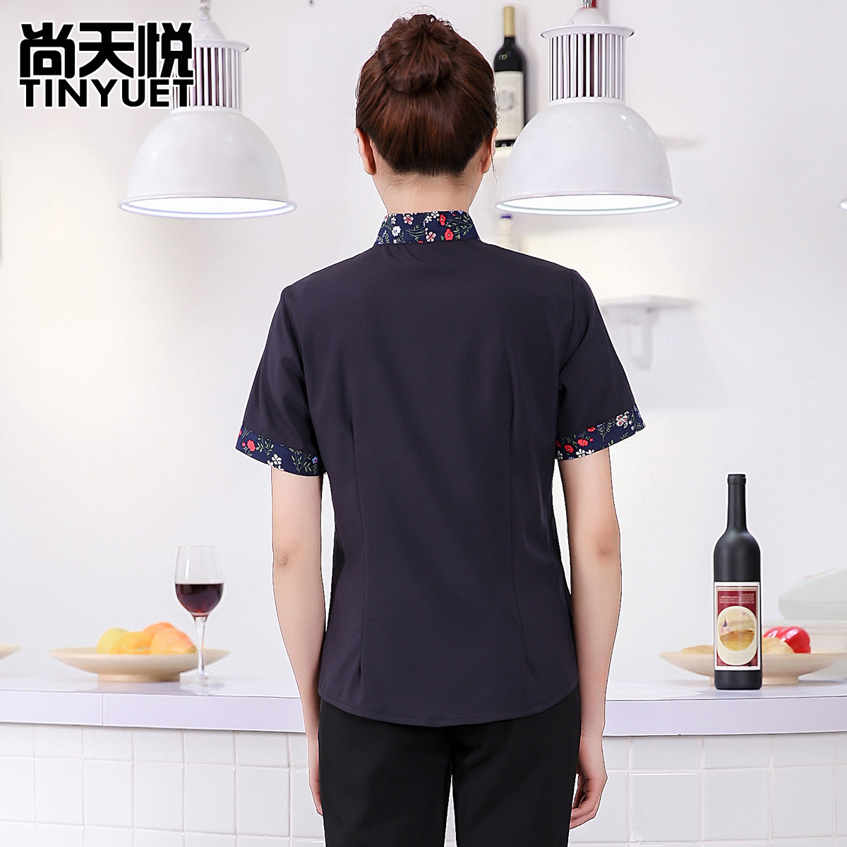 农家乐酒店餐厅服务员工作服短袖女复古东北菜饭店中国风服装夏装-图3