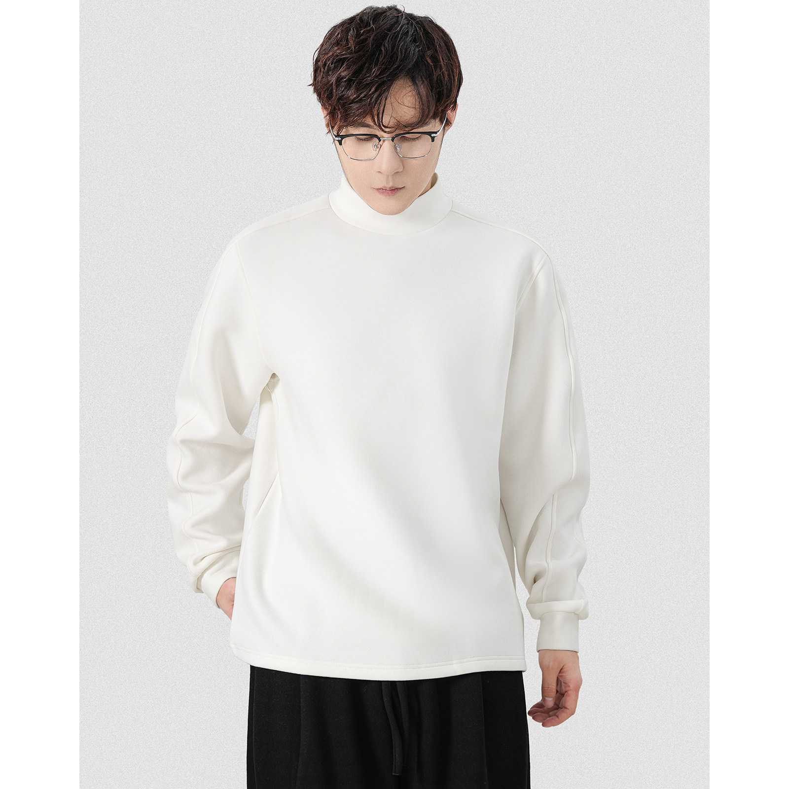 空气层羊毛衫半高领亲肤德绒抓绒长袖打底衫男秋冬保暖卫衣内搭男,淘宝优惠券,粉丝福利购,淘宝优惠卷