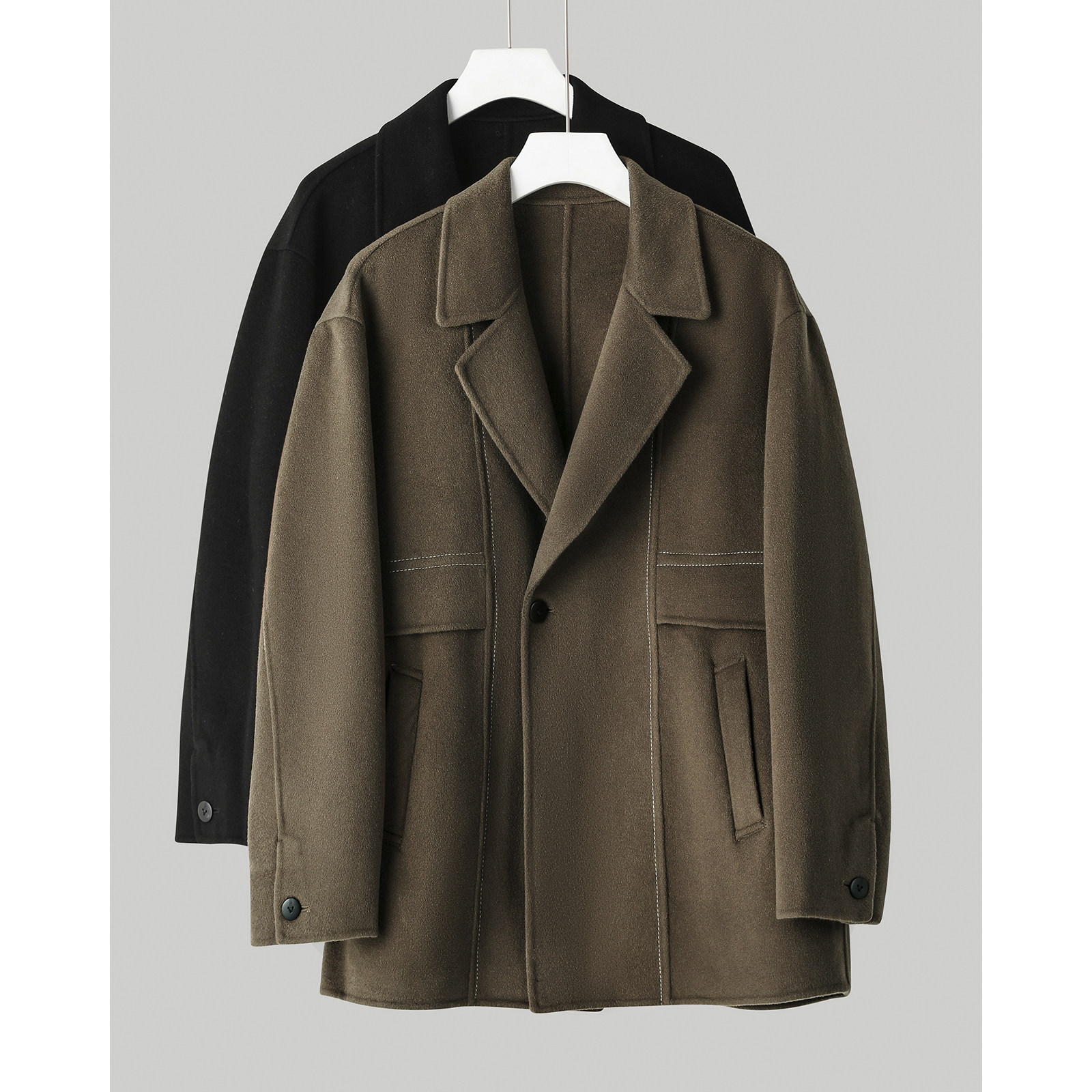 一手长双面呢外套毛呢大衣男短款冬季非羊绒羊毛明线呢子西装外套,淘宝优惠券,粉丝福利购,淘宝优惠卷