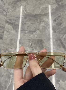 2024年新款网红素颜墨镜女圆脸ins小方框金属框茶色太阳眼镜男潮