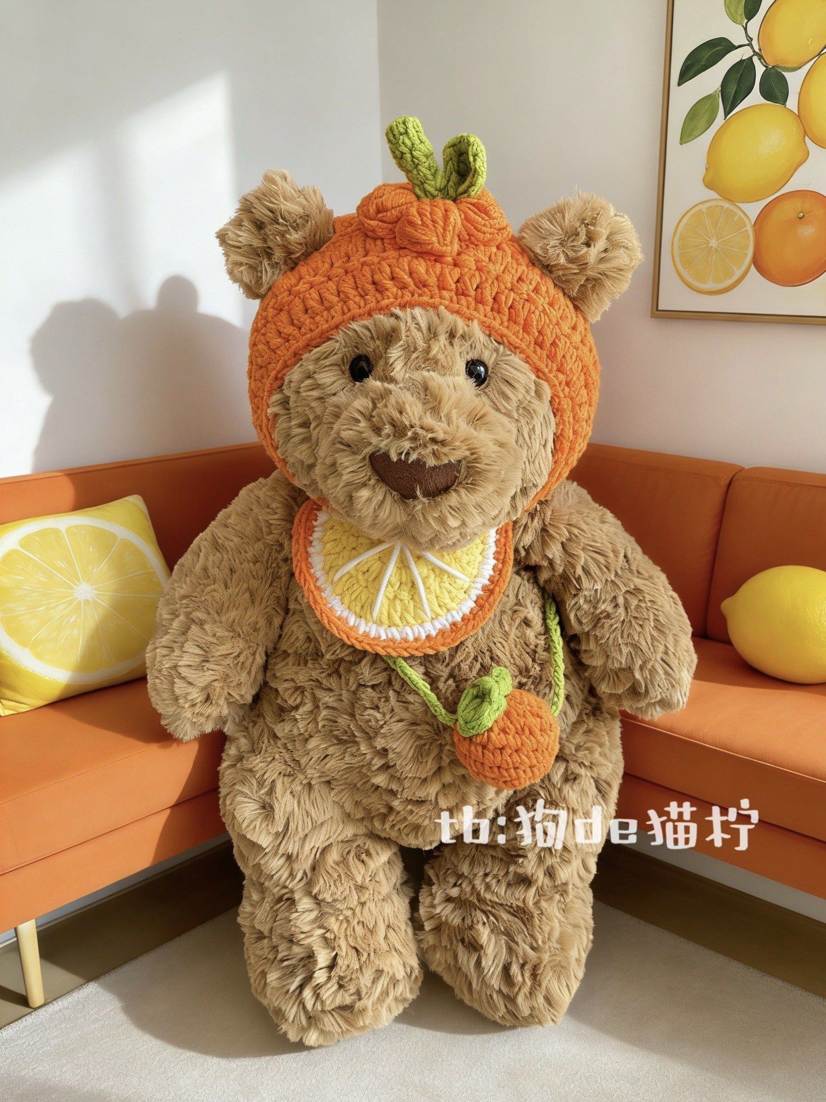 jellycat28cm巴塞罗熊娃衣钩织围脖围橙子套装服饰送朋友生日礼物,淘宝优惠券,粉丝福利购,淘宝优惠卷