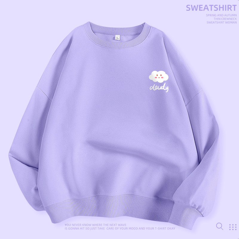 紫色圆领春秋款2023新款宽松卫衣 萌小雅卫衣/绒衫