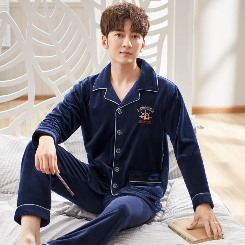 男士冬季珊瑚绒秋冬款加大码睡衣 依璐儿睡衣/家居服套装