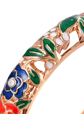 UJOY悦珈红蓝花卉手镯女