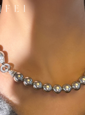 真多麻铂金灰色珍珠项链倪妮同款颈链轻奢气质锁骨链高级感配饰女
