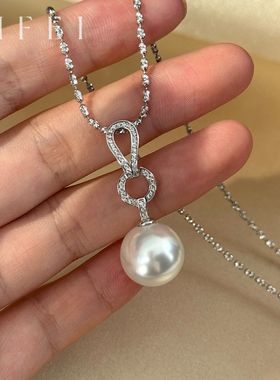 大颗施家珍珠项链耳钉高级感轻奢小众吊坠耳环女2025新款项坠耳饰