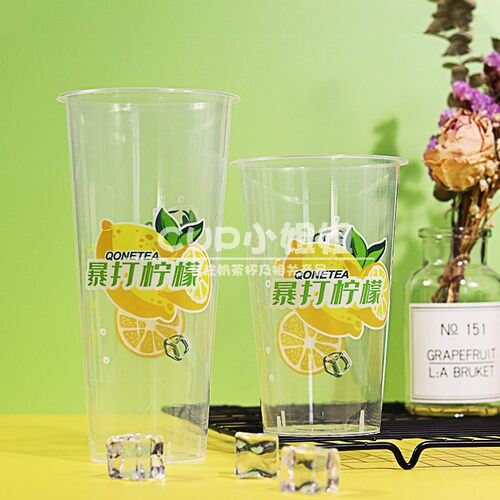 90口网红奶茶杯一次性带盖饮料果汁注塑杯新款暴打柠檬塑杯可定制 - 图2