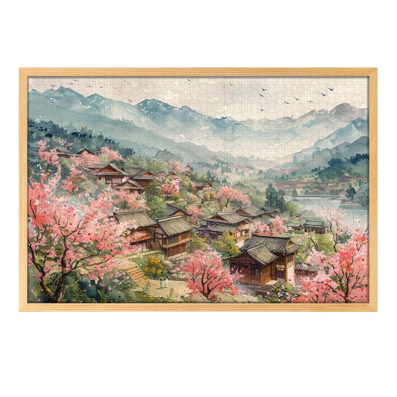 唯诵原创桃花源记木制拼图1000片中式国潮古风成人版500玩具礼物 - 图3