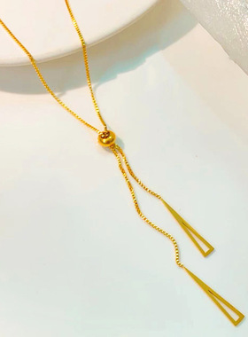 韩版简约几何三角形抽拉项链女轻奢小众设计高级感长款秋冬毛衣