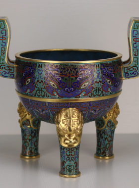 金丹青景泰蓝鼎复古摆件