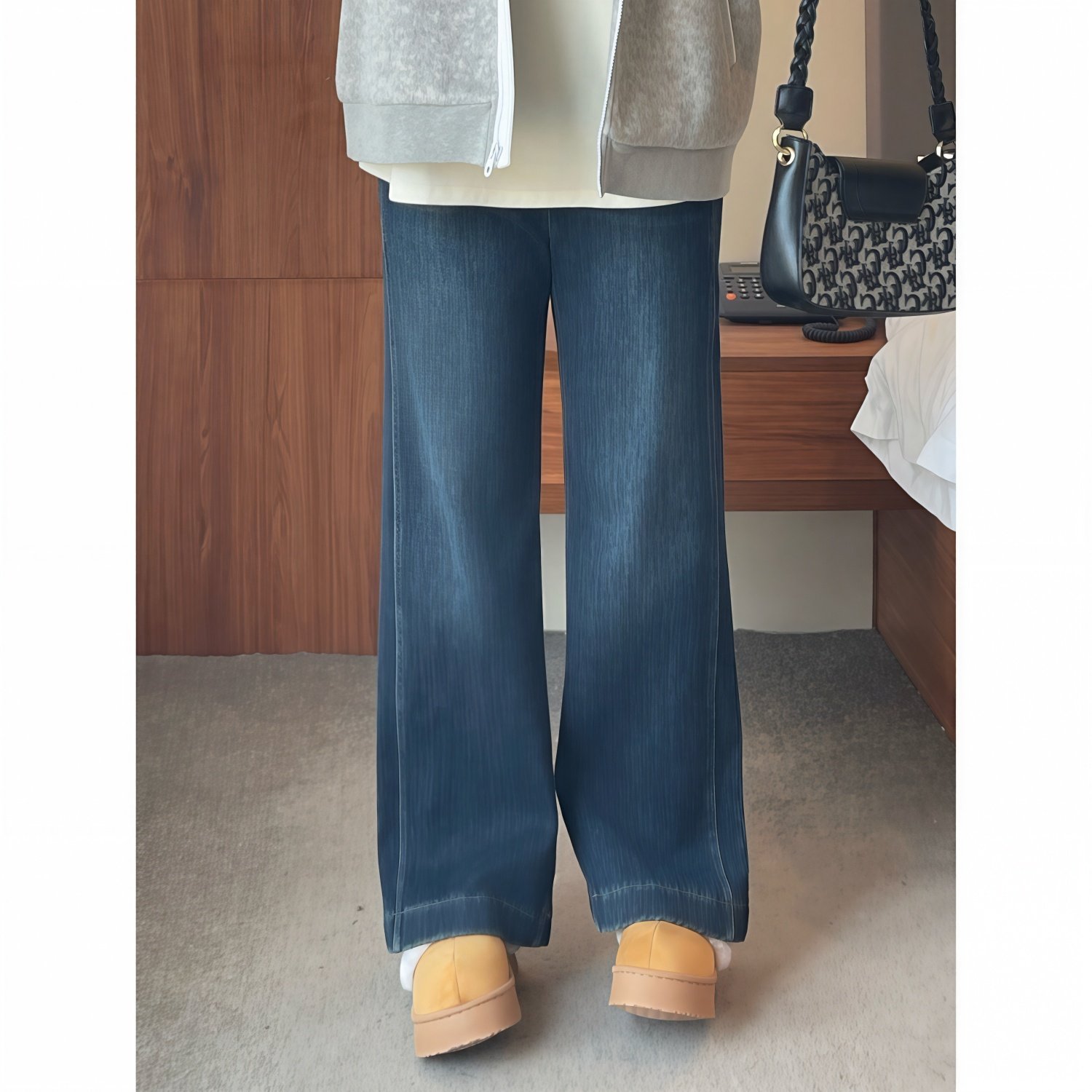 梵朵大码女装16271秋冬梨形身材胖MM阔腿加绒牛仔裤显瘦直筒裤,淘宝优惠券,粉丝福利购,淘宝优惠卷