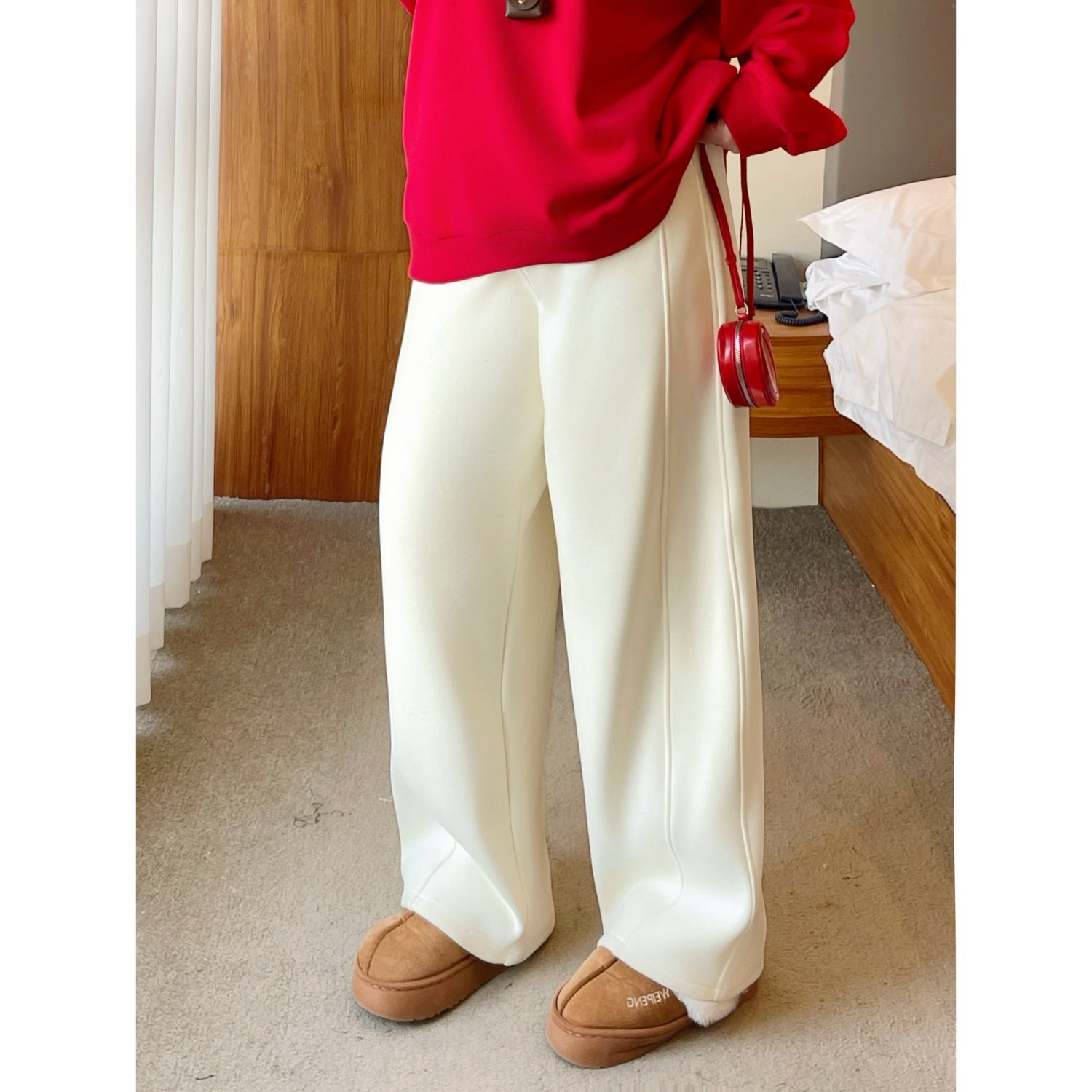 梵朵大码女装4367冬季阔腿运动裤胖MM高腰显瘦直筒宽松加绒卫裤,淘宝优惠券,粉丝福利购,淘宝优惠卷