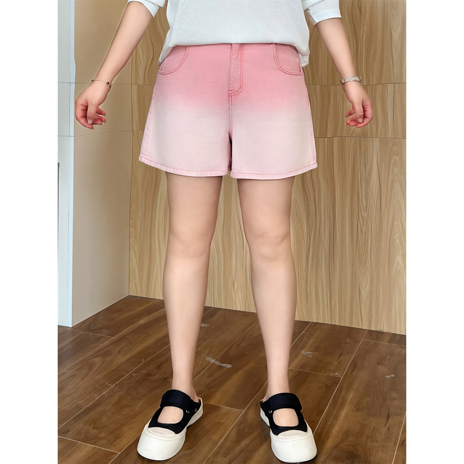 花契大码裤装14919多巴胺宽松牛仔短裤女夏季胖mm新a字阔腿热裤子,淘宝优惠券,粉丝福利购,淘宝优惠卷