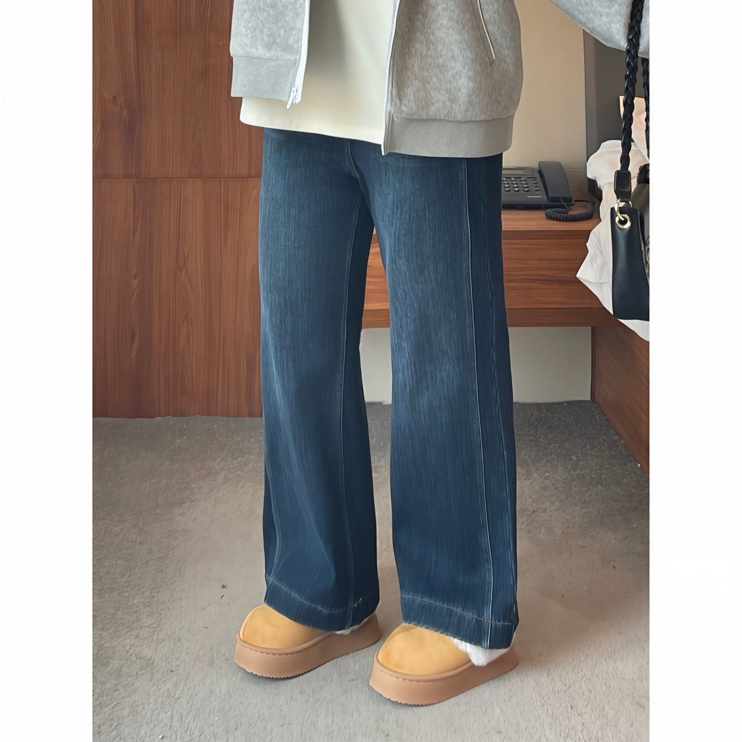 梵朵大码女装16271秋冬梨形身材胖MM阔腿加绒牛仔裤显瘦直筒裤,淘宝优惠券,粉丝福利购,淘宝优惠卷