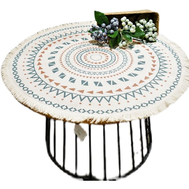 Round cotton and linen heat-insulated Nordic anti-scalding thickened tea table mat