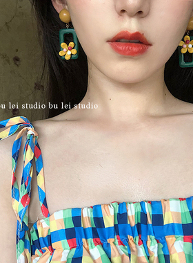 韩国泫雅风趣味花朵女925银撞色