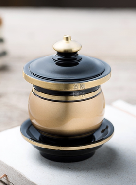 台湾铜杯佛前水供杯带盖圣水杯观音净水杯供奉佛具用品摆件