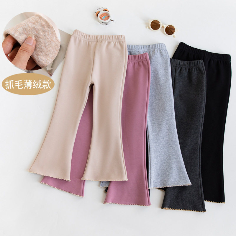 深秋初冬女童微喇打底裤秋外穿薄绒儿童黑喇叭裤秋冬女宝加绒裤子,淘宝优惠券,粉丝福利购,淘宝优惠卷