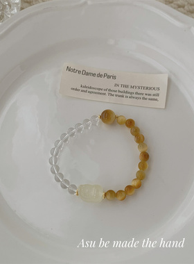 彩色水晶虎眼石手链女